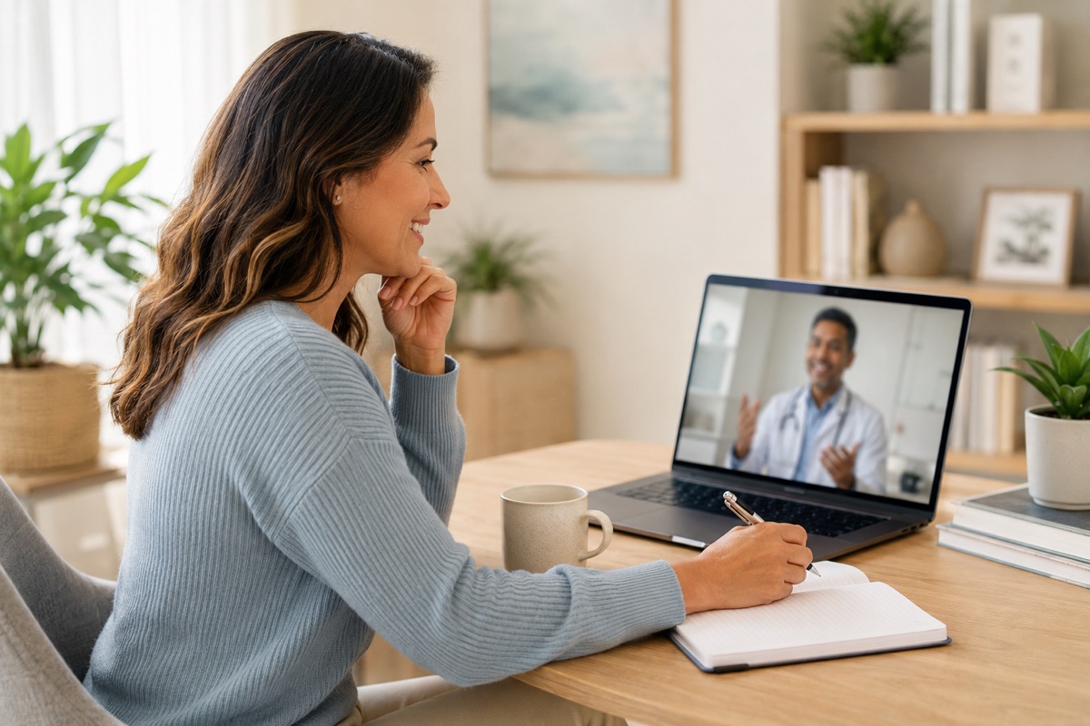 Una consulta médica virtual desde un espacio acogedor