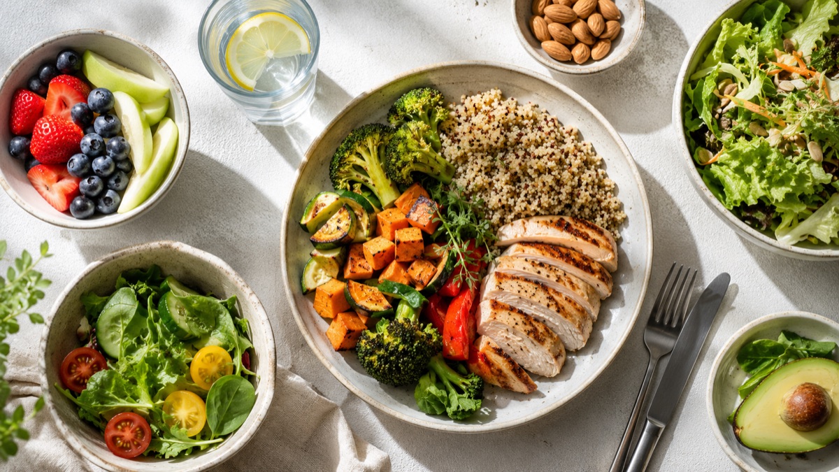 Una comida saludable con verduras frescas